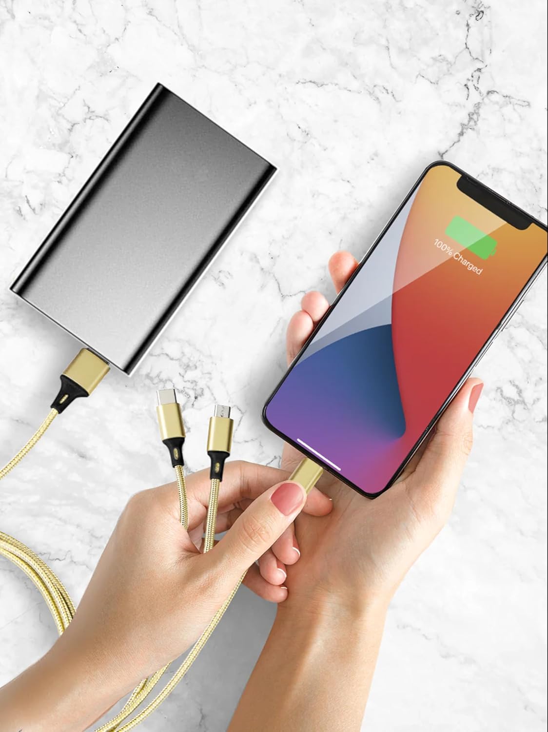 Multi-Port 6A Fast Charging Cable – 3-in USB Adapter for iPhone/Type-C/Micro-USB Urban Mart