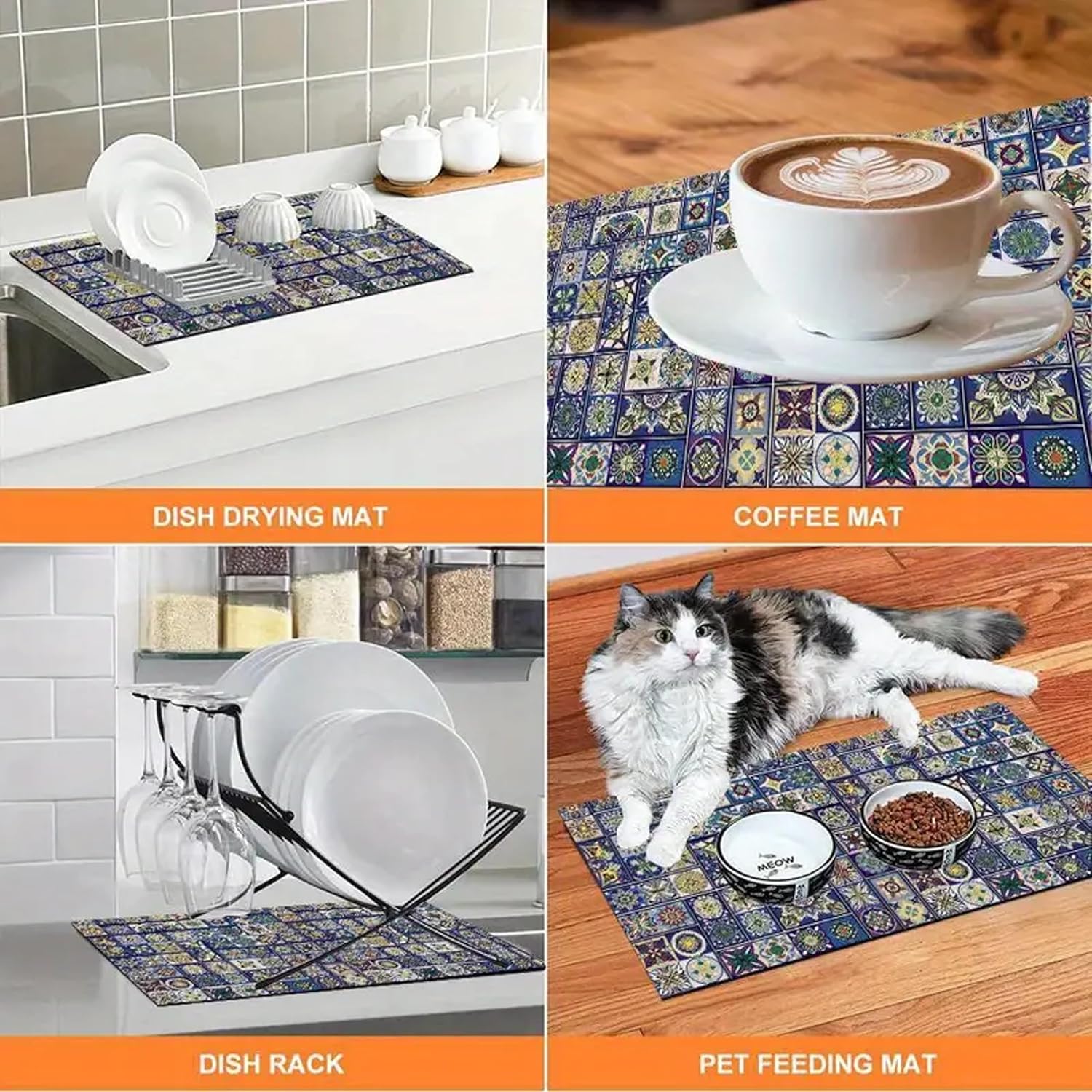 Stone-Inspired Dish Drying Mat - Absorbent, Non-Slip, Stain-Resistant Kitchen Counter Pad Urban Mart