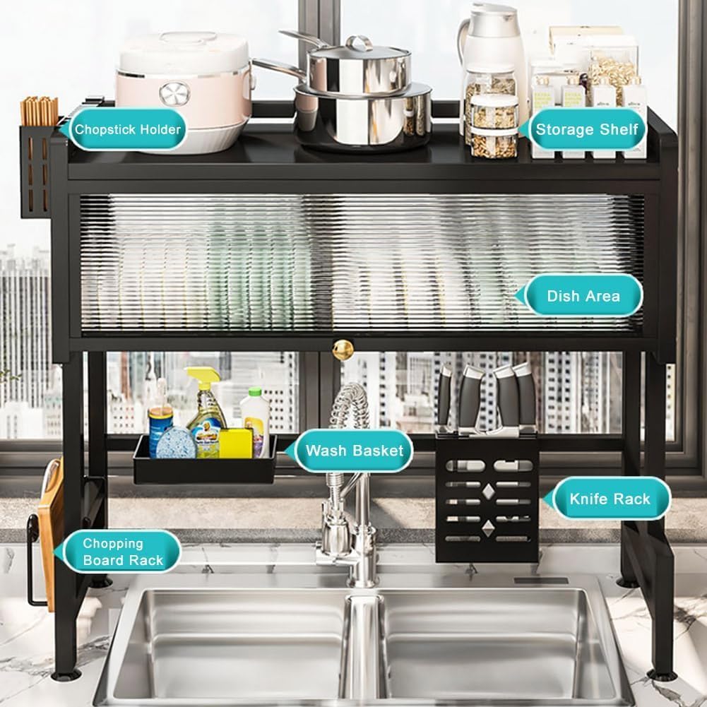 Heavy Duty Over-the-Sink Dish Drying Stand: Maximize Space, Minimize Mess – Your Kitchen’s Ultimate Organizer Urban Mart